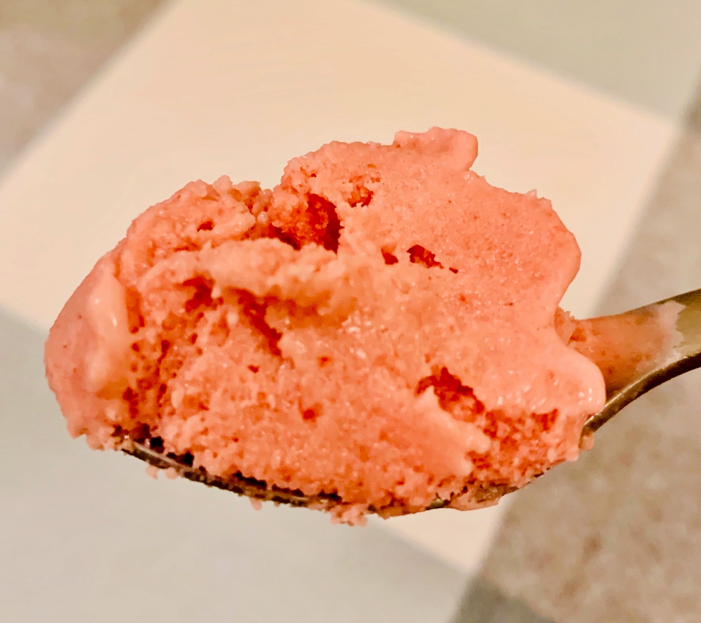 Ice Cream! Recipe with Organic Tea by Wild Orchard, image of a spoonful of tea ice cream