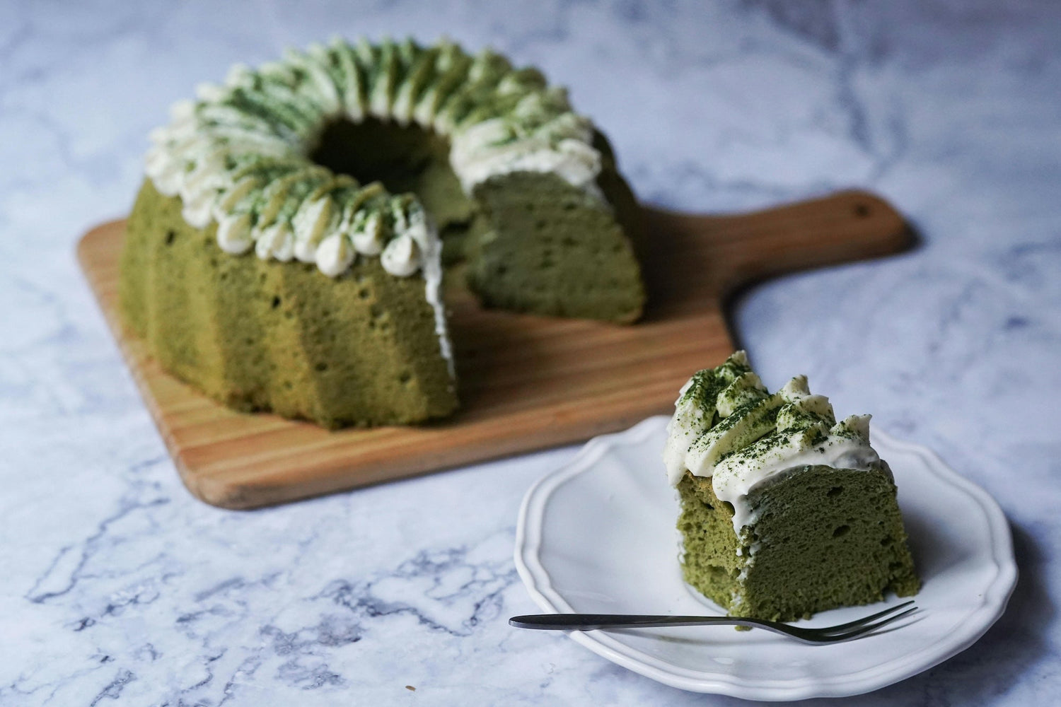 Blog: Whipped Cream & Matcha Dreams: How to Serve Green Tea Pound Cake Like a Pro, image of organic matcha cake