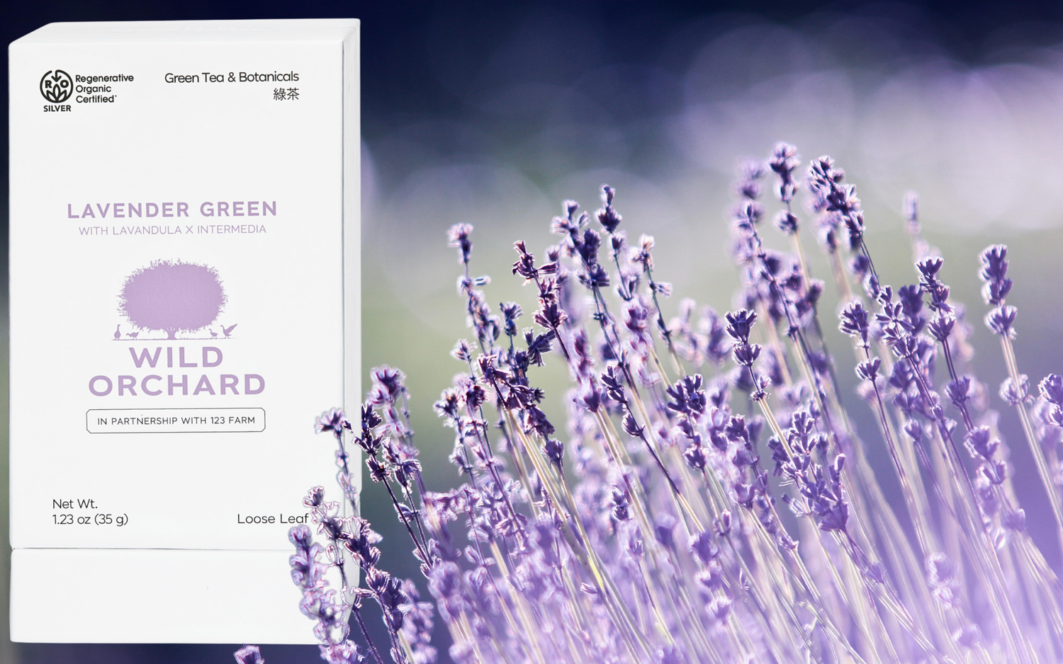 Blog: Lavender Green Iced Tea: A Summer Ritual of Calm, image of WIld Orchard Lavender Tea and lavender