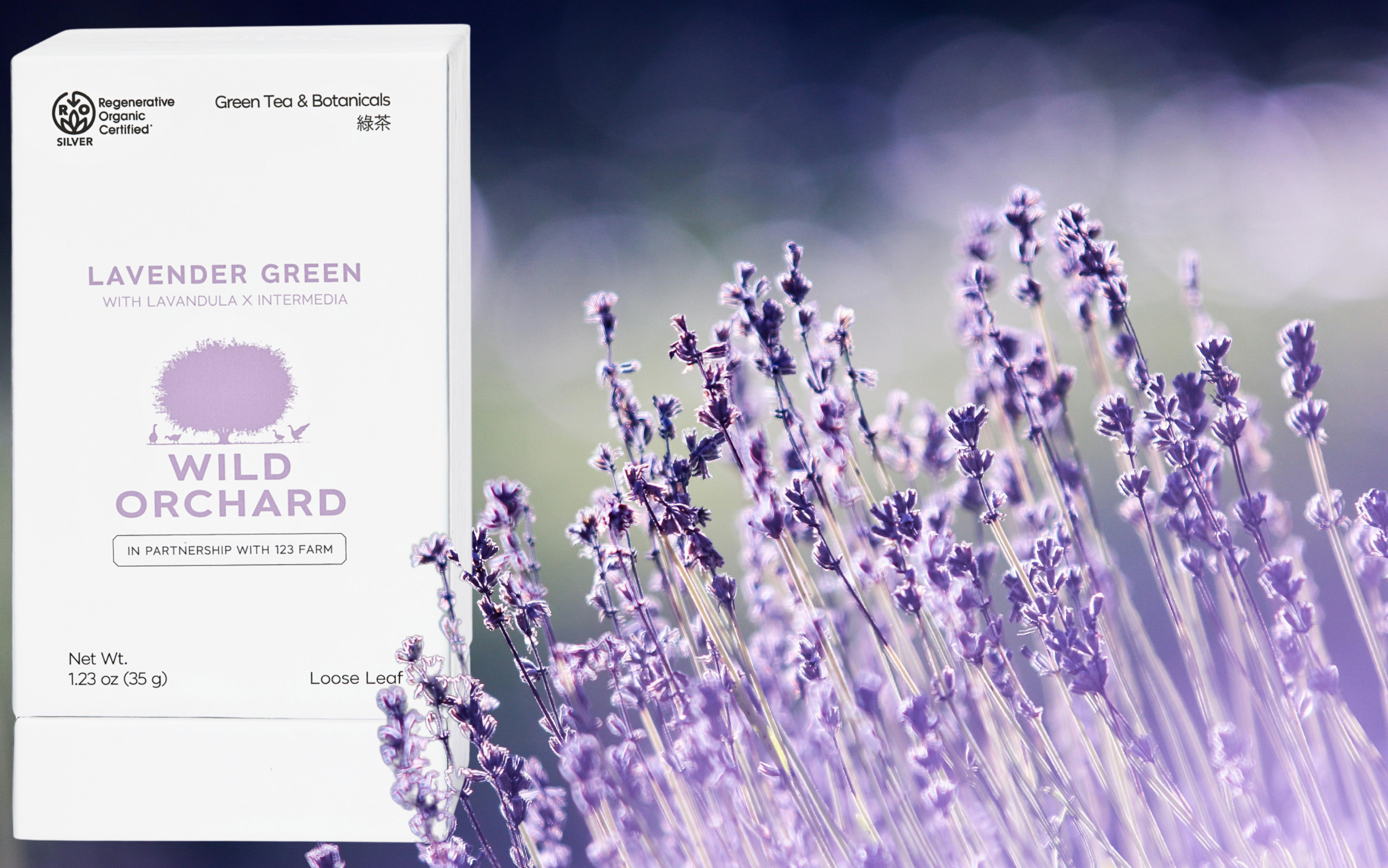 Blog: Lavender Green Iced Tea: A Summer Ritual of Calm, image of WIld Orchard Lavender Tea and lavender