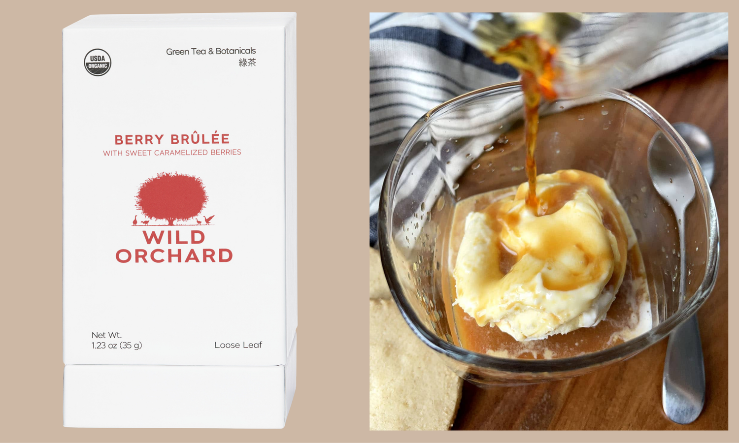 Blog: A Scoop of Calm: Berry Brûlée Green Tea Affogato by Wild Orchard, image of green tea affogato by Wild Orchard