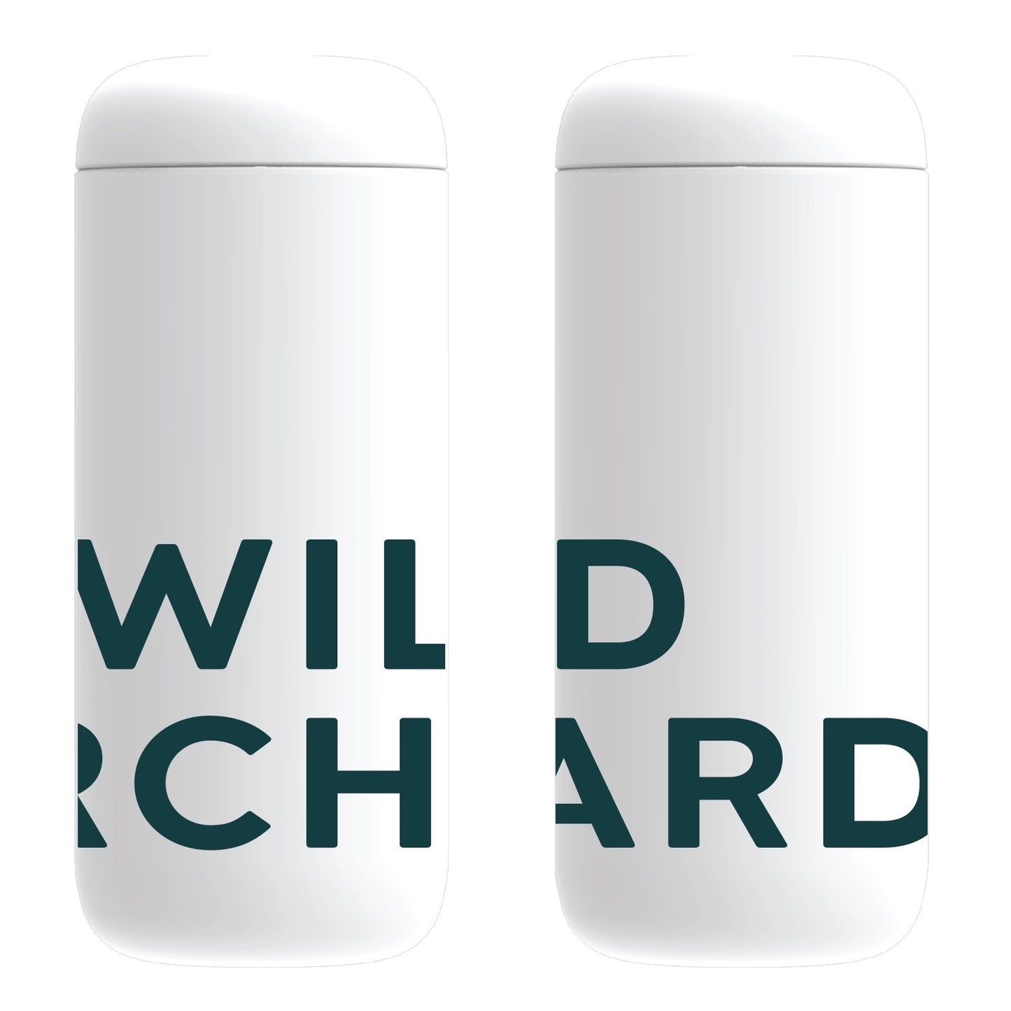 FELLOW Ceramic Coated Thermos in white with Letters for Wild Orchard Teas