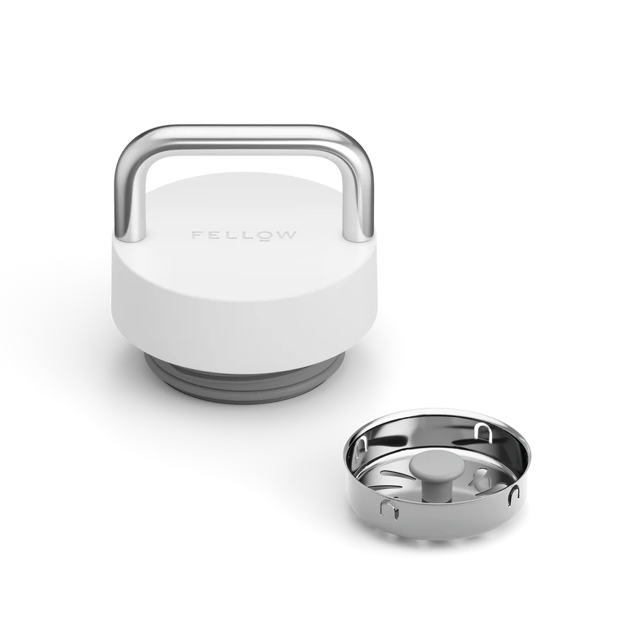 The Carry Lid by FELLOW, a leak proof lid for tea thermos in Matte White, at Wild Orchard Teas