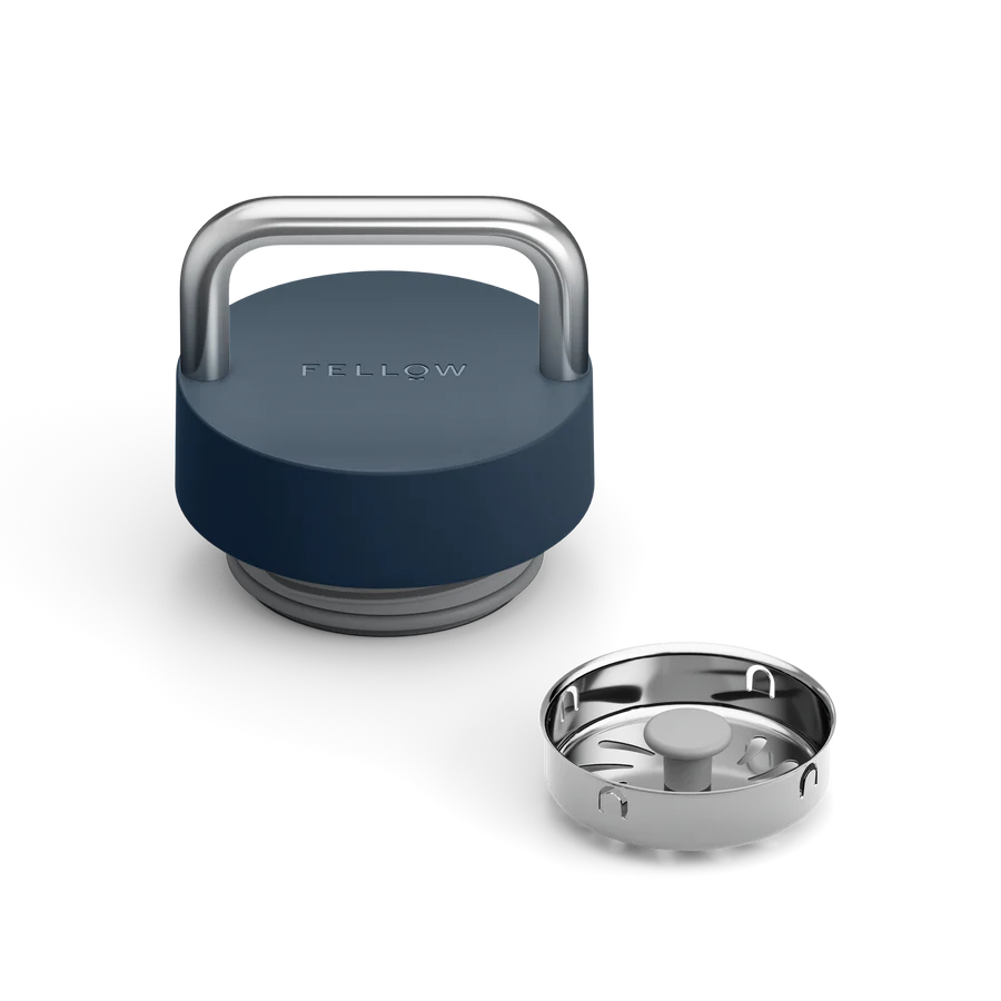 The Carry Lid by FELLOW, a leak proof lid for tea thermos in Stone Blue, at Wild Orchard Teas