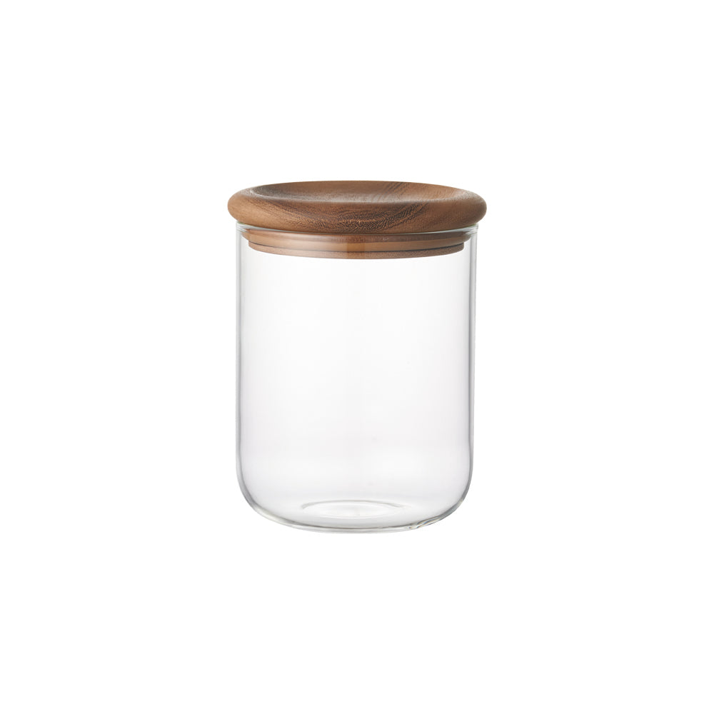 KINTO Glass Tea Canisters with Acacia Wood lid at Wild Orchard Tea, image of large canister
