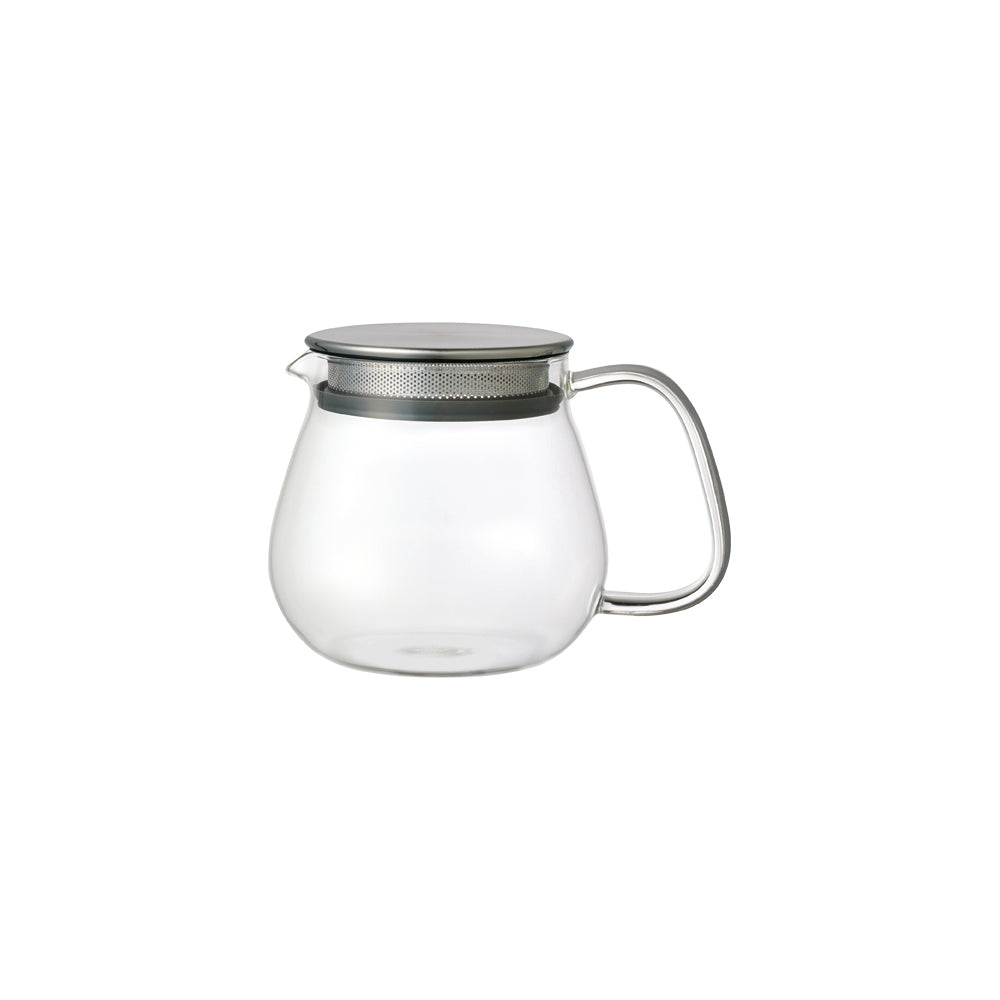 KINTO Easy Glass Teapot with Stainless Steel Cover-Strainer at Wild Orchard Tea, small size
