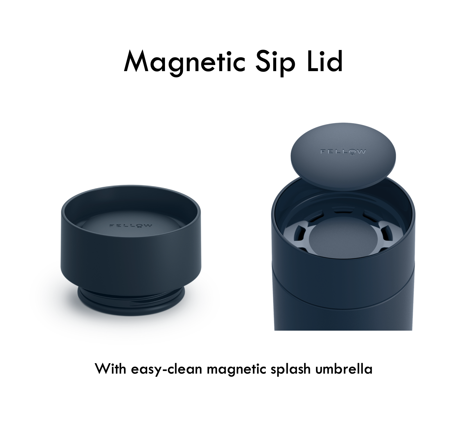 Magnetic Sip Lid by FELLOW Thermos at Wild Orchard Teas, image of lid in stone blue