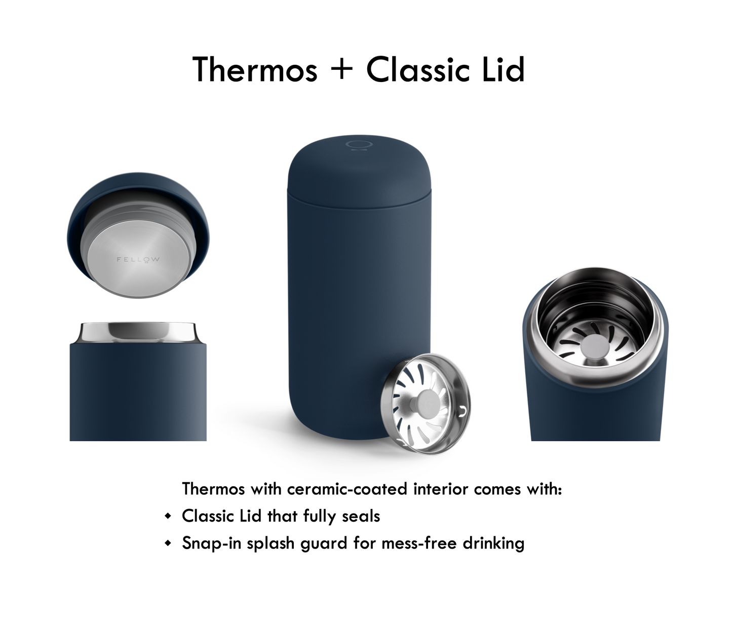 FELLOW Ceramic Coated Thermos / Stone Blue, at Wild Orchard Tea, image of parts