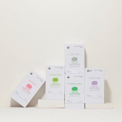 Organic Lavender Green Tea - Loose Leaf by Wild Orchard Tea, image of variety of tea boxes