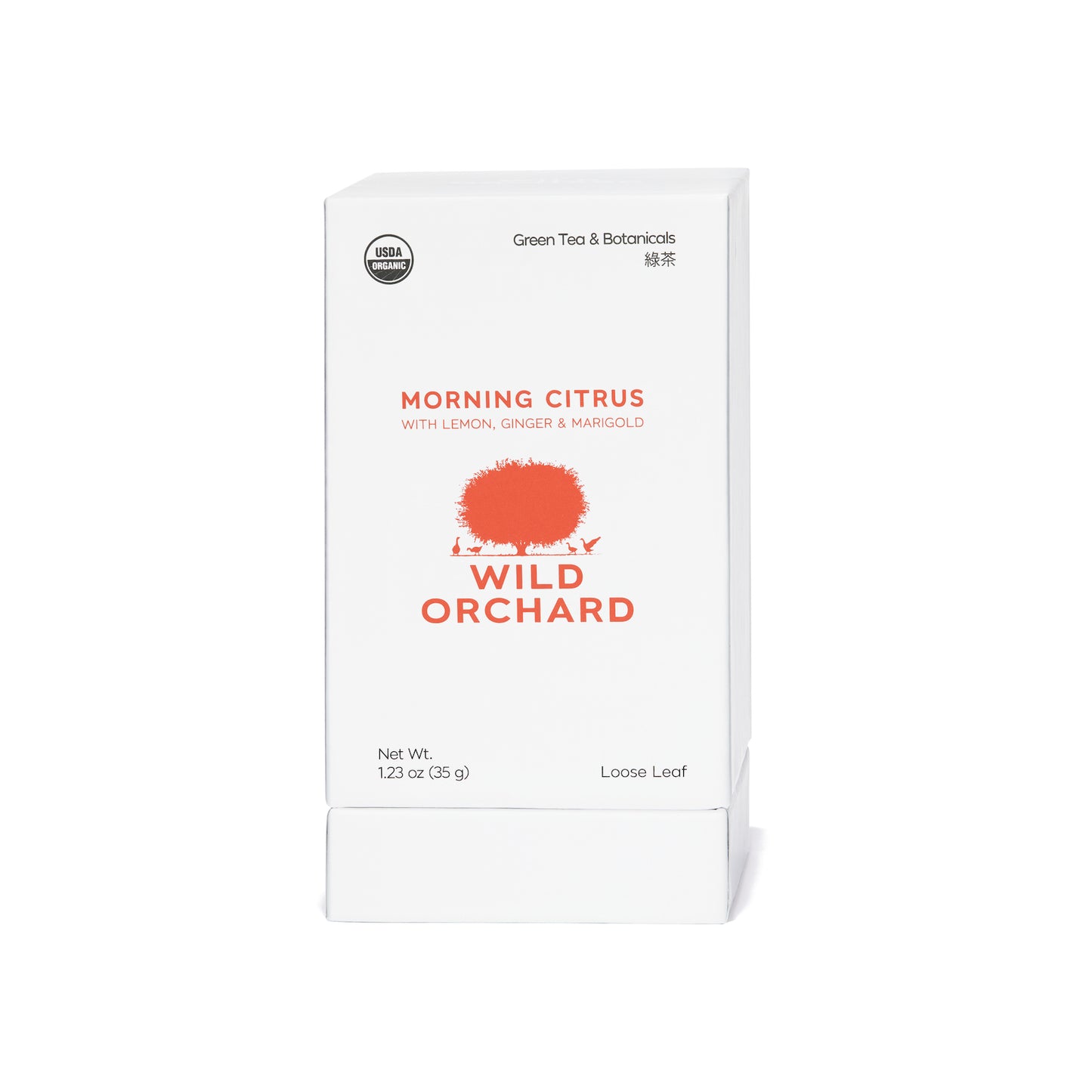 Morning Citrus - Loose Leaf Green Tea by Wild Orchard Tea, image of recyclable box
