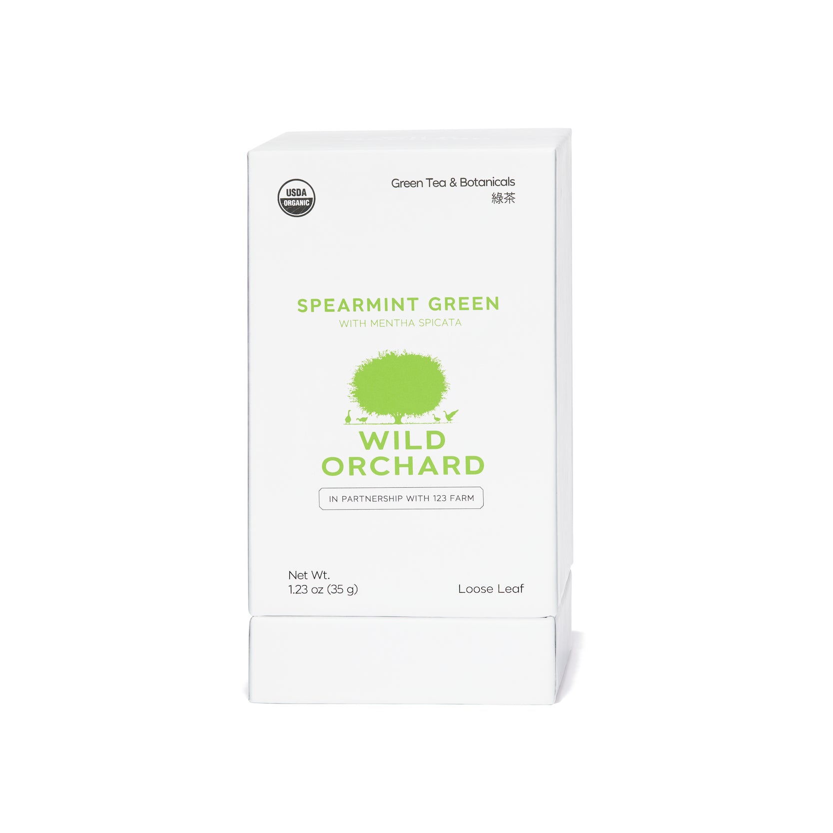 Spearmint Green Tea - Loose Leaf by Wild Orchard Tea, image of recyclable box