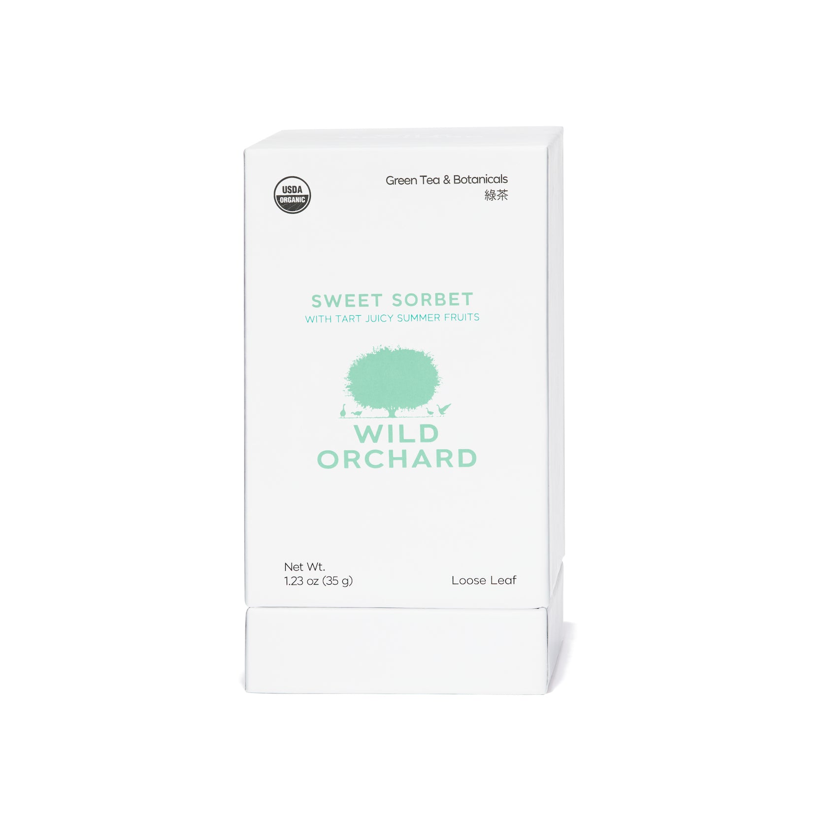 Sweet Sorbet – Loose Leaf Green Leaf by Wild Orchard Tea, image of recyclable box