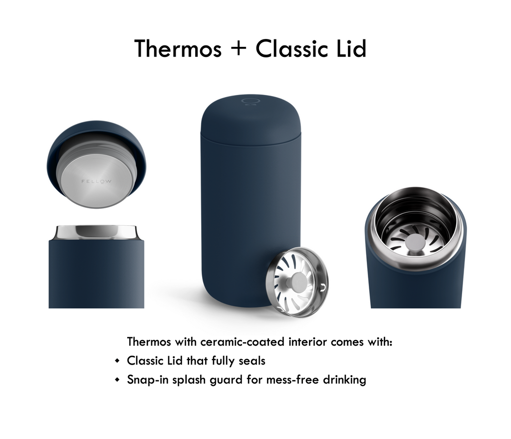 FELLOW Ceramic Coated Thermos / Stone Blue, at Wild Orchard Tea, image of parts