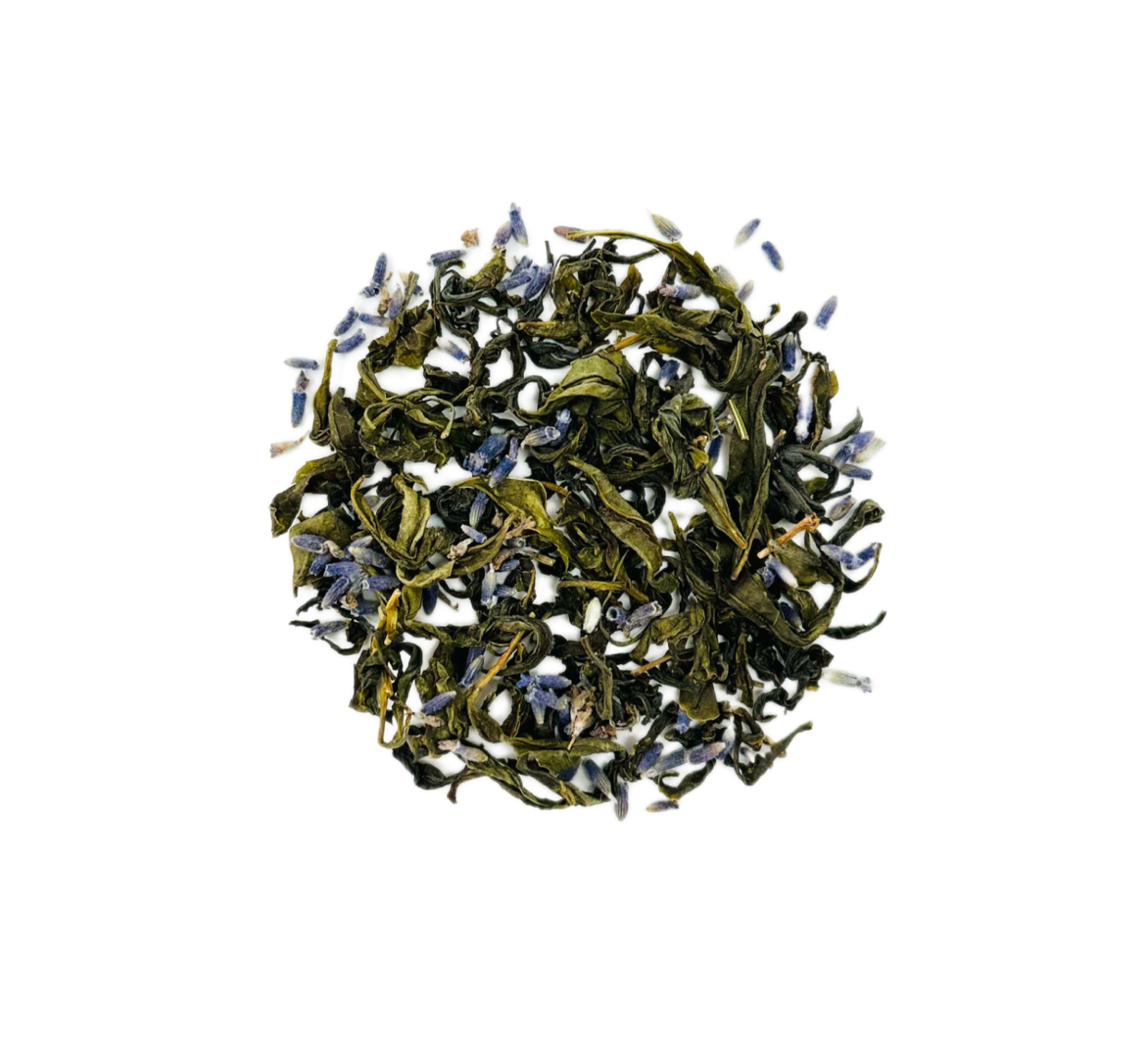 Organic Lavender Green Tea - Loose Leaf by Wild Orchard Tea, image of loose leaves